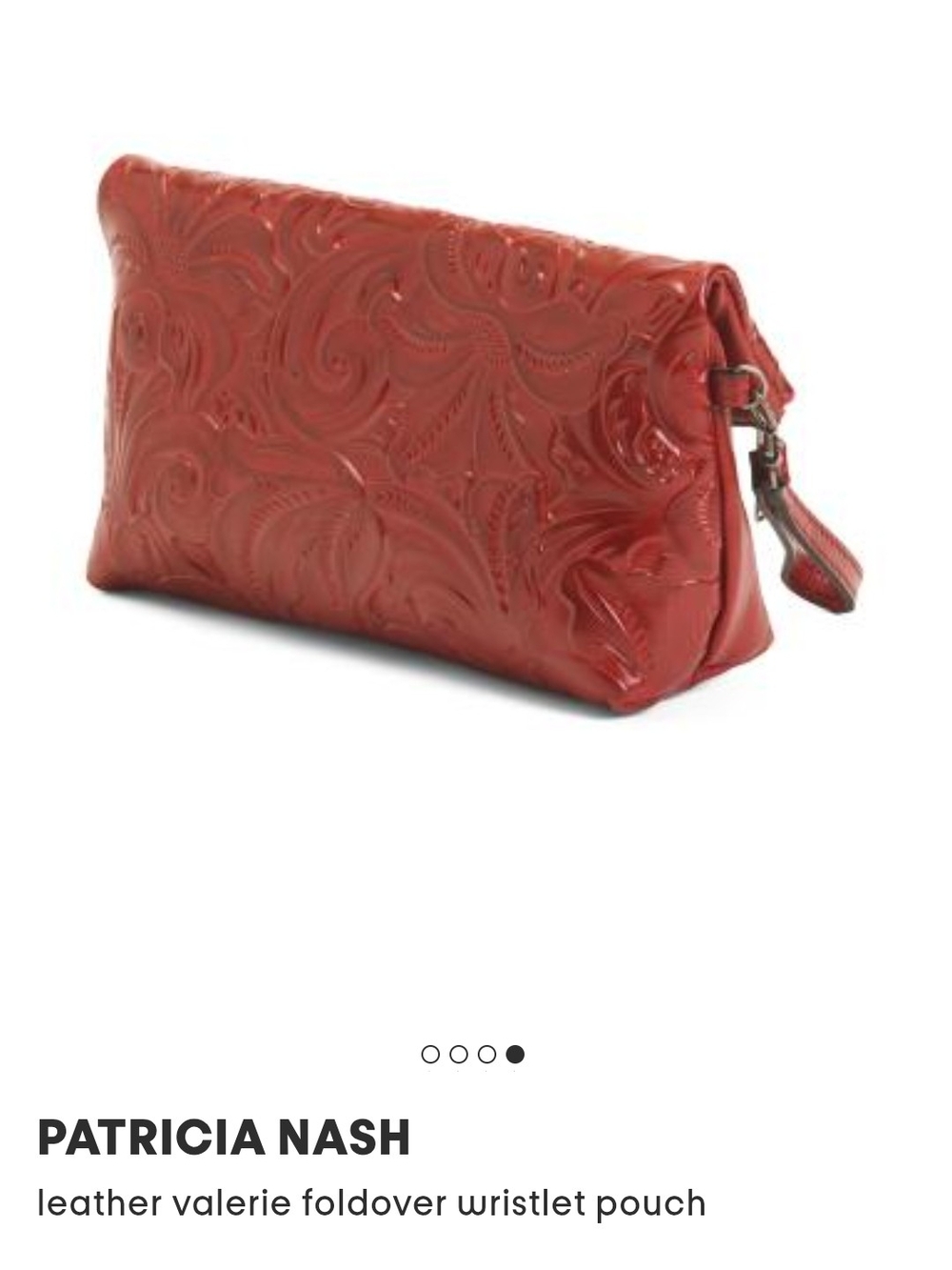 Patricia Nash Red Embossed Leather Foldover Wristlet